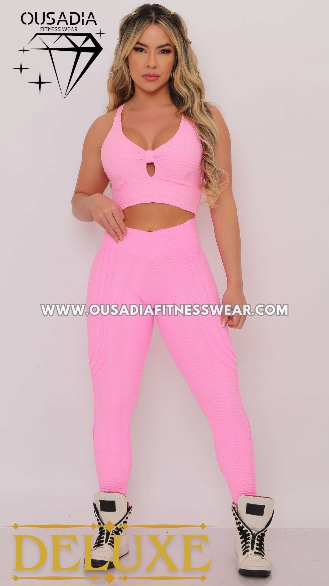 Conjunto Deluxe Brocado Wave Cos V Rosa Bebe