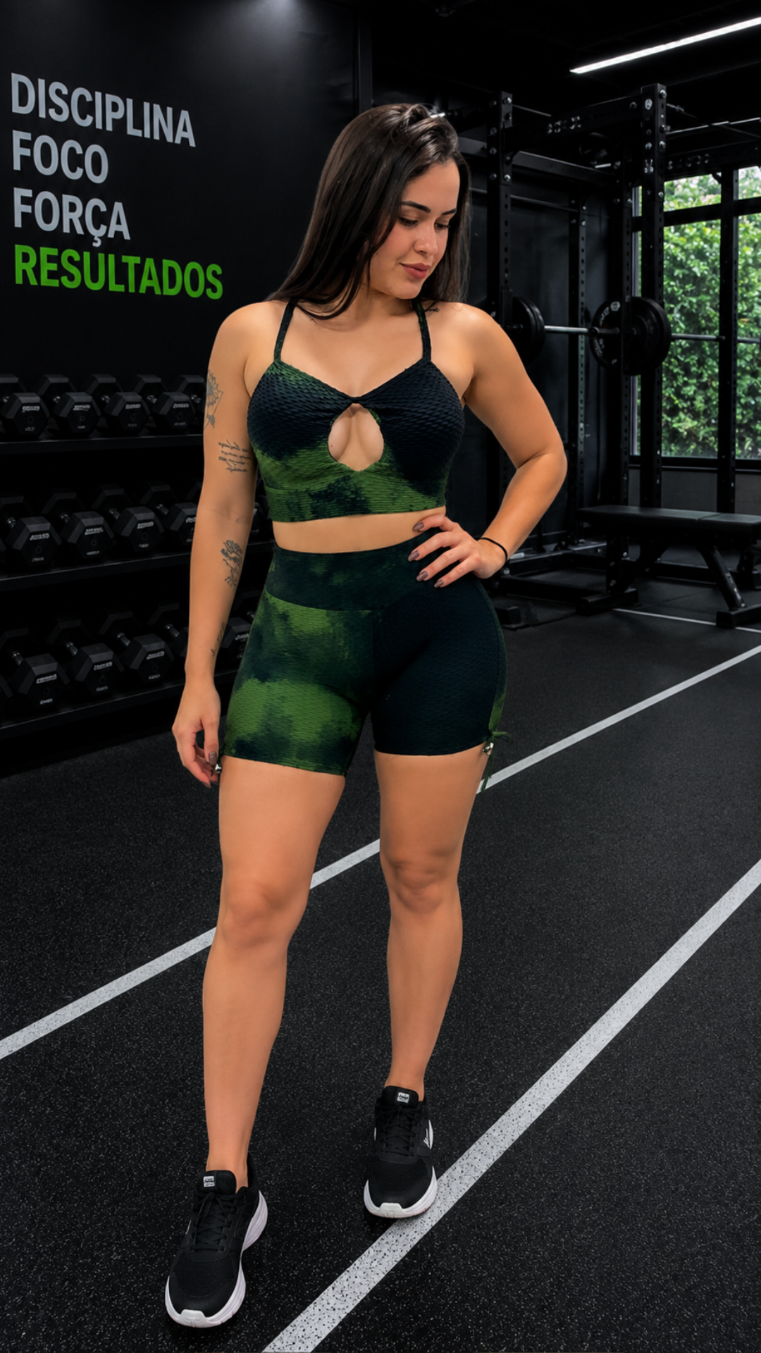 Conjunto Short Deluxe Preto Com Verde