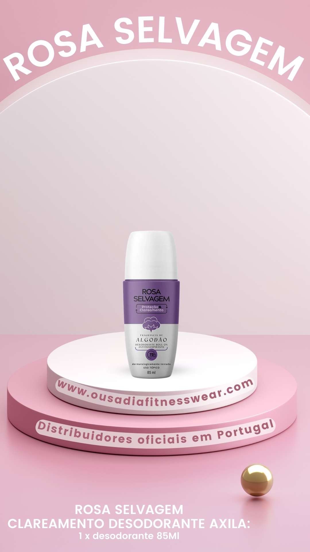 Desodorante Rosa Selvagem com fragrância de algodão 85ml