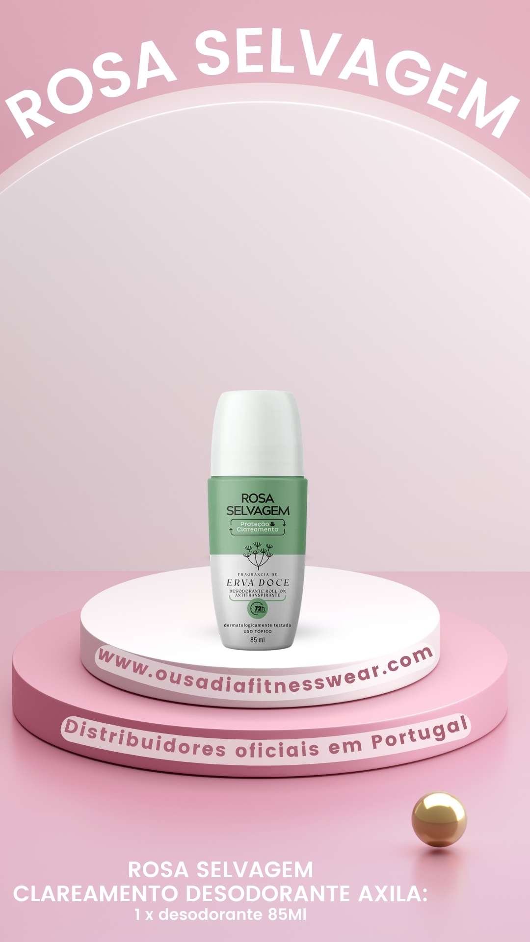 Desodorante Rosa Selvagem com fragrância de Erva Doce 85ml