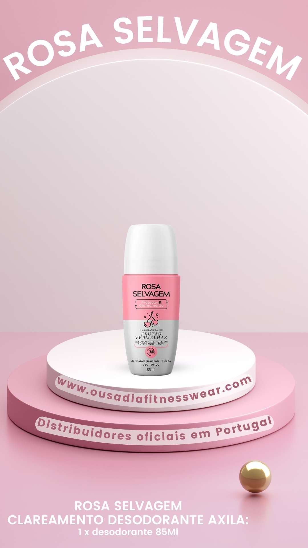 Desodorante Rosa Selvagem com fragrância de Frutas Vermelhas 85ml