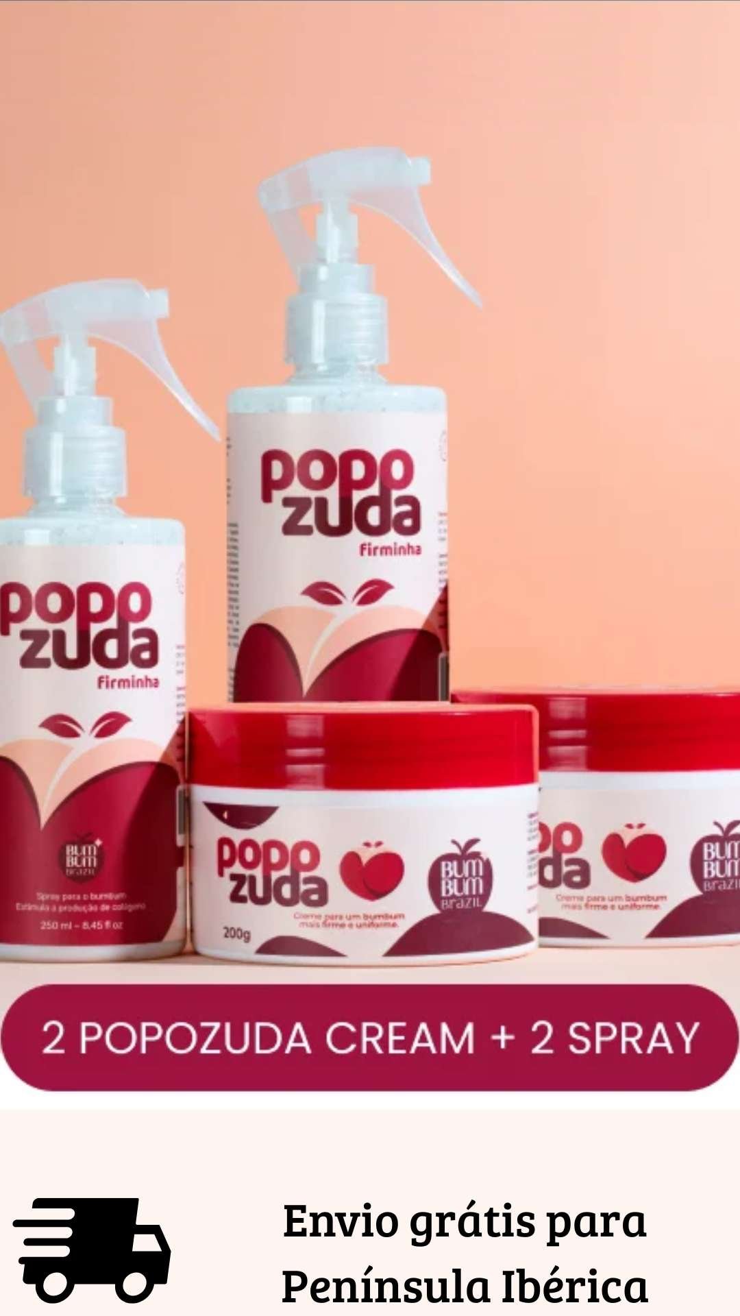 Pack Popozuda Creme 2 x 200ml + Popozuda Spray 2 x 200ml